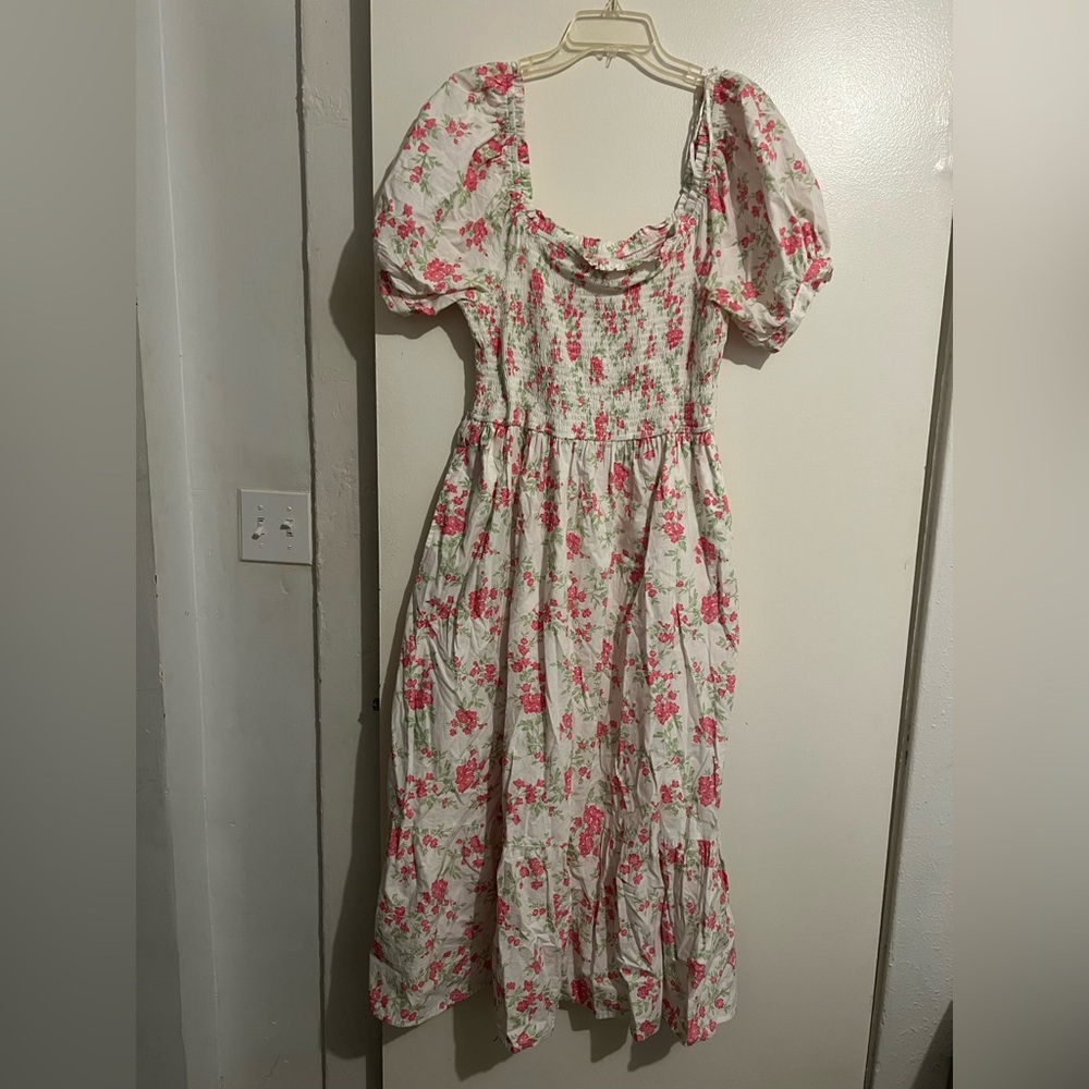 Jessica Simpson White Maxi Dress with Pink Floral Print